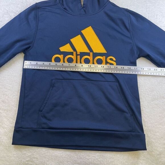 Large Women’s Adidas Hoodie Navy Blue with Gold Stitched Lettering and Logo - Picture 6 of 12